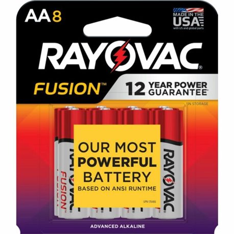 Rayovac Fusion Advanced Alkaline AA Batteries - For Multipurpose - AA - 8 / Pack