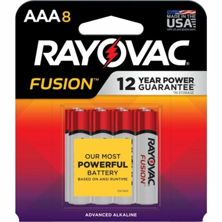 Rayovac Fusion Alkaline AAA Batteries - For Multipurpose - AAA - 8 / Pack