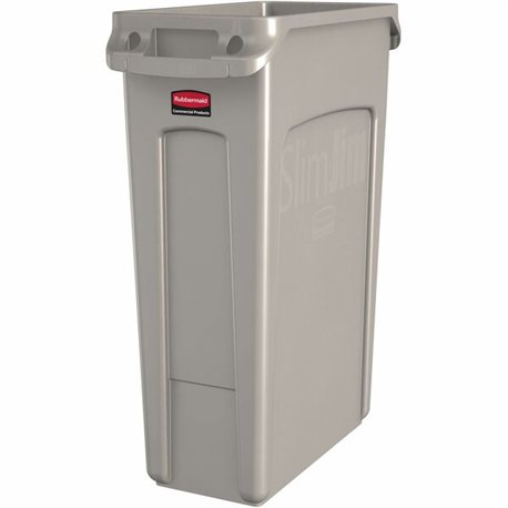Rubbermaid Commercial Slim Jim 23-Gallon Vented Waste Container - 23 gal Capacity - Rectangular - Durable, Handle - 30" Height x