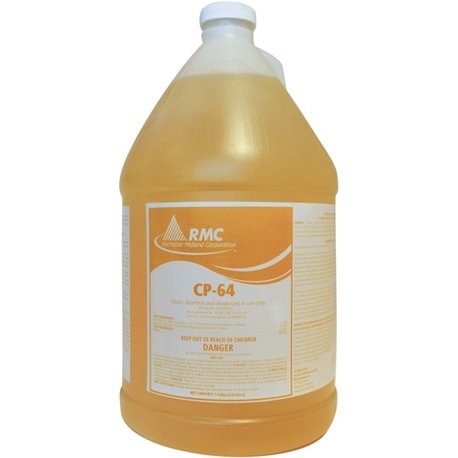 RMC CP-64 Hospital Disinfectant - Concentrate - 128 fl oz (4 quart) - Fresh Lemon Scent - 4 / Carton - Virucidal, Deodorize - Ye