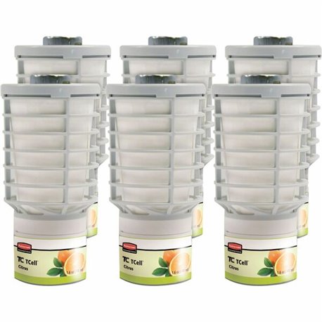 Rubbermaid Commercial TCell Dispenser Fragrance Refill - 6000 ft� - Citrus - 60 Day - 6 / Carton - Odor Neutralizer, VOC-free, R
