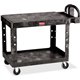 Rubbermaid Commercial 4525 HD 2-Shelf Utility Cart Flat Shelf (Med) - 2 Shelf - Push Handle Handle - 500 lb Capacity - 4 Casters