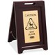 Rubbermaid Commercial Brass Plaque Wooden Caution Sign - 1 Each - Caution, Attention, Cuidado, Wet Floor Print/Message - 15" Wid