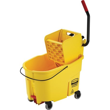 Rubbermaid Commercial Wavebreak 44-Quart Side Press Mopping System - Plastic, Steel - x 17" Width x 24" Depth x 38" Height - Yel