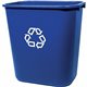 Rubbermaid Commercial Deskside Recycling Container - 7.03 gal Capacity - Rectangular - 15" Height x 14" Depth - Blue - 1 Each