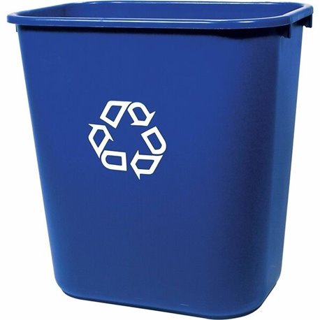 Rubbermaid Commercial Deskside Recycling Container - 7.03 gal Capacity - Rectangular - 15" Height x 14" Depth - Blue - 1 Each