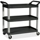 Rubbermaid Commercial Economy Cart - 3 Shelf - 200 lb Capacity - 4 Casters - 4" Caster Size - Plastic - x 33.6" Width x 18.6" De