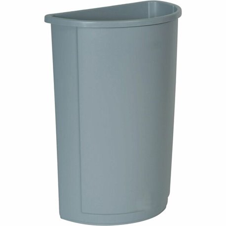 Rubbermaid Commercial Half Round Wastebaskets - 21 gal Capacity - Semicircular - 28.6" Height x 12" Width x 21" Depth - Gray - 1