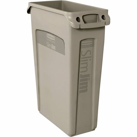 Rubbermaid Commercial Slim Jim 23-Gallon Vented Waste Container - 23 gal Capacity - Rectangular - Durable, Handle - 30" Height x