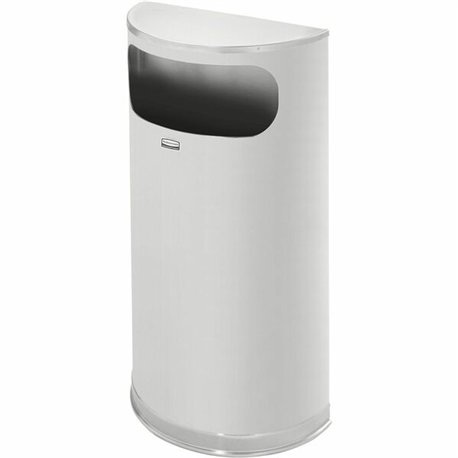 Rubbermaid Commercial Half Round Steel Receptacles - 9 gal Capacity - 32" Height x 18" Width x 9" Depth - Steel - Stainless Stee