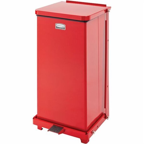 Rubbermaid Commercial Defenders Steel Step Cans - Waste Receptacle,Step,Steel,6.5 Gal,10.5"x10.5"x20.5" ,Red