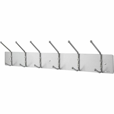 Safco 6-Hook Contemporary Steel Coat Hooks - 6 Hooks - 10 lb (4.54 kg) Capacity - for Garment - Steel - Silver - 1 Each