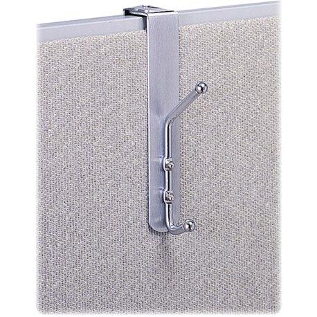 Safco Over The Panel Coat Hook - 2 Hooks - for Garment - Steel, Aluminum - 1 Each