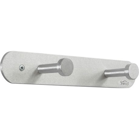 Safco Nail Head Coat Hook - 2 Hooks - 20 lb (9.07 kg) Capacity - 1" Size - for Garment - Aluminum - Silver - 1 Each