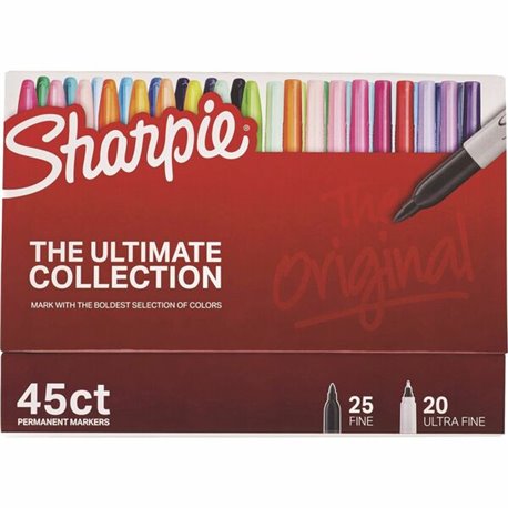 Sharpie Ultimate Collection Permanent Markers - Fine, Ultra Fine Marker Point - Assorted - 45 / Box