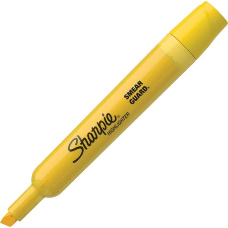 Sharpie SmearGuard Tank Style Highlighters - Broad Marker Point - Chisel Marker Point Style - Yellow - Yellow Barrel - 12 / Doze