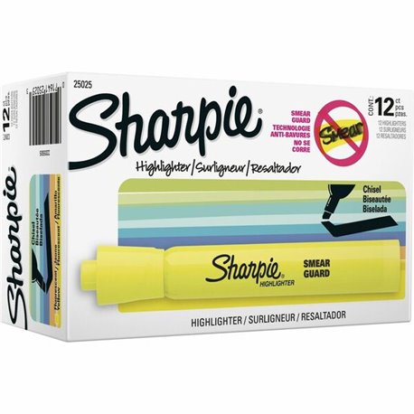 Sharpie Highlighter - Chisel Marker Point Style - Fluorescent Yellow - 12 / Dozen