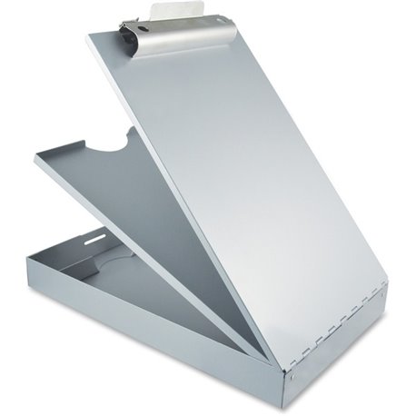 Saunders Cruiser Mate Form Holder with Storage - 1" Clip Capacity - Storage for Stationary - 8 1/2" x 12" - Aluminum - Silver - 