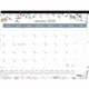 Blueline Passion Floral Desk Pad Calendar - Julian Dates - Monthly - 12 Month - January 2025 - December 2025 - 1 Month Single Pa