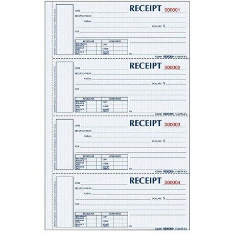 Rediform Hardbound Numbered Money Receipt Books - 200 Sheet(s) - 3 PartCarbonless Copy - 2.75" x 6.87" Form Size - 8" x 11" Shee