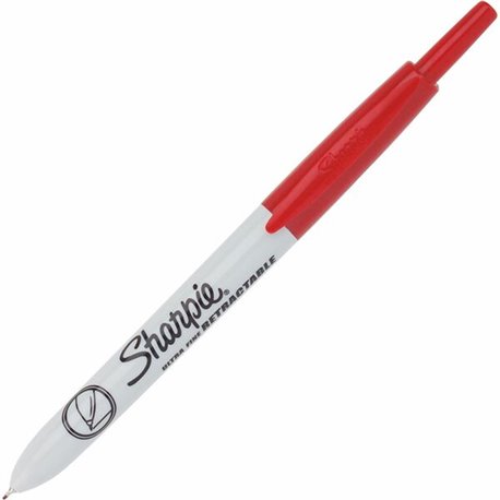 Sharpie Ultra-fine Tip Retractable Markers - Ultra Fine Marker Point - Retractable - Red - 12 / Dozen