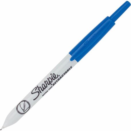 Sharpie Retractable Ultra Fine Point Permanent Marker - Ultra Fine Marker Point - Retractable - Blue - 12 / Dozen