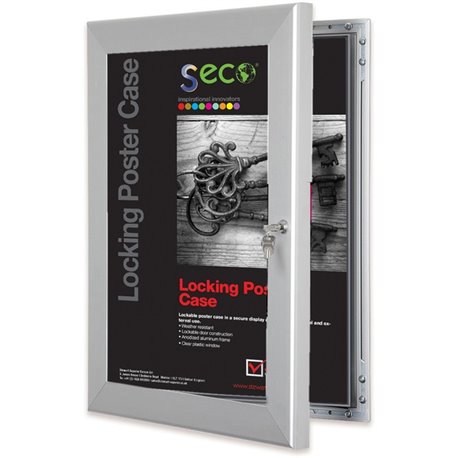 Seco Locking Poster Case - 11" x 14" Frame Size - Rectangle - Portrait, Landscape - Anodized - Weather Proof, Shatter Proof, Loc