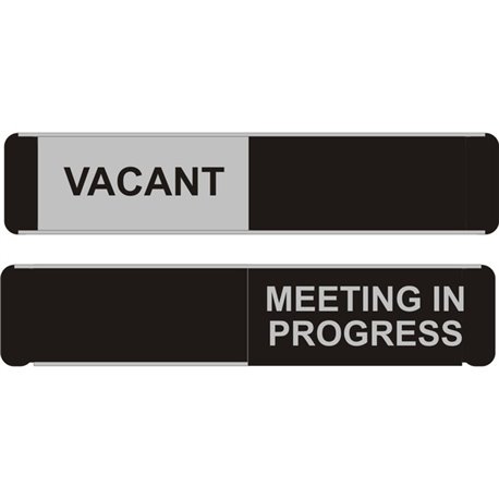 Seco Door Sign - 1 Each - Vacant, Meeting In Progress Print/Message - 10" Width x 2" Height - Rectangular Shape - Self-adhesive,