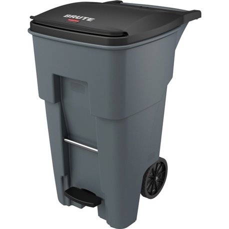 Rubbermaid Commercial 1971968 65 Gallon BRUTE Step-On Rollout Container - Gray - Step-on Opening - Rollout Lid - 65 gal Capacity