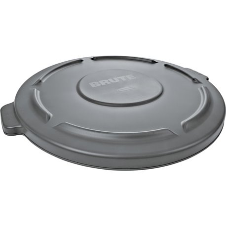 Rubbermaid Commercial Brute 32-Gallon Container Flat Lid - Round - Plastic - 1 Each - Gray