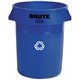 Rubbermaid Commercial Brute 32-Gallon Vented Recycling Container - 32 gal Capacity - Round - Handle, Heavy Duty, Reinforced, UV 