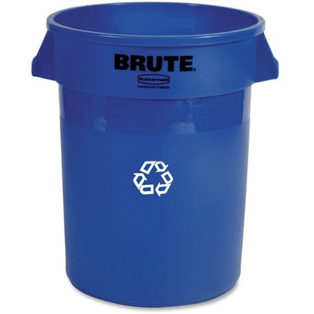 Rubbermaid Commercial Brute 32-Gallon Vented Recycling Container - 32 gal Capacity - Round - Handle, Heavy Duty, Reinforced, UV 