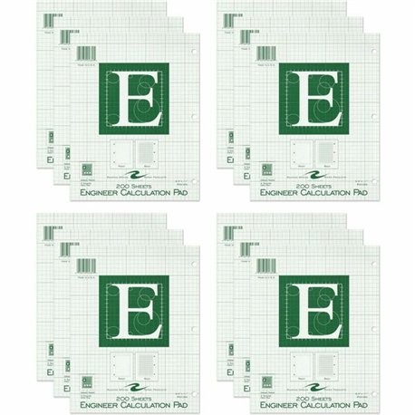 Roaring Spring 5x5 Grid Engineering Pad - 200 Sheets - 400 Pages - Printed - Glued - Back Ruling Surface - 3 Hole(s) - 15 lb Bas