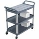 Rubbermaid Commercial 3-Shelf Mobile Utility Cart - 3 Shelf - 300 lb Capacity - 4" Caster Size - Aluminum - x 40.6" Width x 20" 