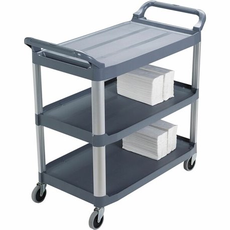 Rubbermaid Commercial 3-Shelf Mobile Utility Cart - 3 Shelf - 300 lb Capacity - 4" Caster Size - Aluminum - x 40.6" Width x 20" 