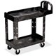 Rubbermaid Commercial HD 2-Shelf Utility Cart with Lipped Shelf (Small) - 2 Shelf - 500 lb Capacity - 4 Casters - 5" Caster Size