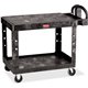 Rubbermaid Commercial 4525 HD 2-Shelf Utility Cart Flat Shelf (Med) - 2 Shelf - Push Handle Handle - 500 lb Capacity - 4 Casters