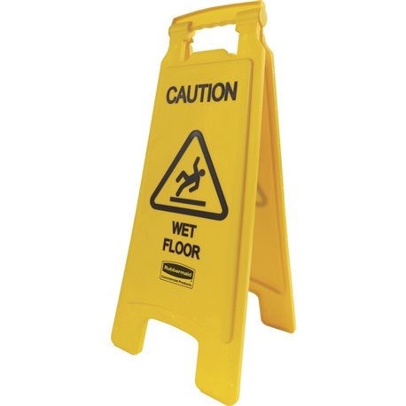 Rubbermaid Commercial Caution Wet Floor Safety Sign - 1 Each - English, French, Spanish - Caution Wet Floor Print/Message - 11" 