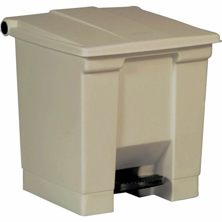 Rubbermaid Commercial Step-on Waste Container - 8 gal Capacity - 17.1" Height x 15.8" Width x 16.3" Depth - Plastic - Beige - 1 