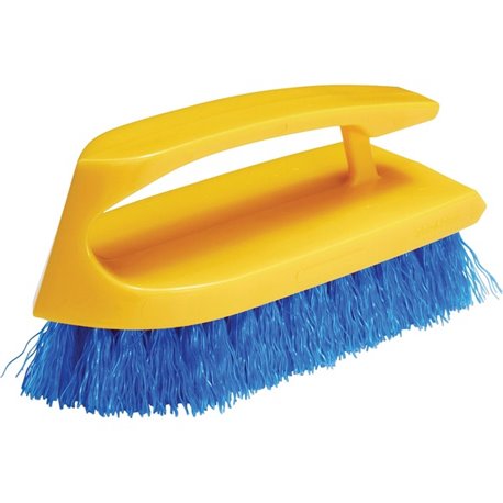 Rubbermaid Commercial Iron Handle Scrub Brush - Polypropylene Bristle - 6" Brush Face - Plastic Handle - 1 Each - Navy, Yellow