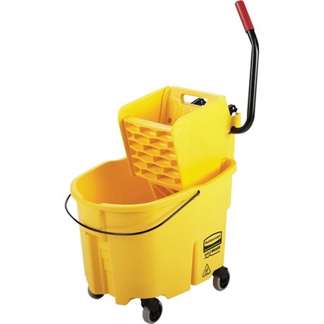 Rubbermaid Commercial Mop Bucket/Wringer Combination - 8.75 gal - Putty Knife Holder - 38.1" x 16" x 23.1" - Plastic, Steel - Ye