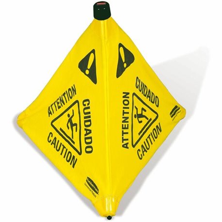 Rubbermaid Commercial 30" Pop-Up Caution Safety Cone - 1 Each - Caution, Attention, Cuidado Print/Message - 21" Width x 30" Heig