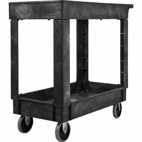 Rubbermaid Commercial 9T6600 Heavy-Duty Utility Cart - 2 Shelf - 500 lb Capacity - 4 Casters - 5" Caster Size - 34.3" Length x 1