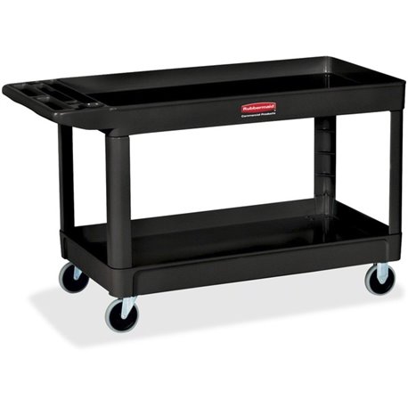 Rubbermaid Commercial 4" Casters 2-shelf Utility Cart - 2 Shelf - Push Handle Handle - 4" Caster Size - Foam - x 32.4" Width x 2