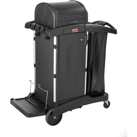 Rubbermaid Commercial High Security Cleaning Cart - Aluminum, Plastic - x 22" Width x 48.3" Depth x 53.5" Height - Black - 1 Eac