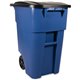 Rubbermaid Commercial Brute Rollout Container with Lid - Swing Lid - 50 gal Capacity - Mobility, Heavy Duty, Wheels, Lid Locked,