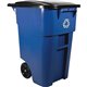 Rubbermaid Commercial Brute Recycling Rollout Container - Swing Lid - 50 gal Capacity - Rectangular - Mobility, Heavy Duty, Whee