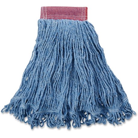 Rubbermaid Commercial Super Stitch 24 oz Blend Wet Mop Heads - Antimicrobial - Cotton, Synthetic Yarn - Blue - 6 / Carton