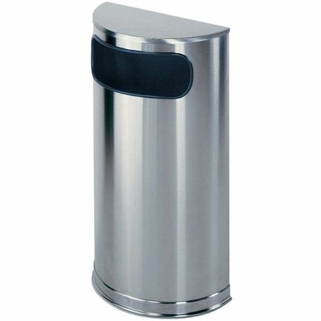 Rubbermaid Commercial Half Round Steel Receptacles - 9 gal Capacity - 32" Height x 18" Width x 9" Depth - Steel - Stainless Stee