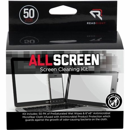 Advantus Read/Right Screen Cleaning Kit - For Display Screen - Alcohol-free, Ammonia-free, Reusable, Antimicrobial, Anti-bacteri